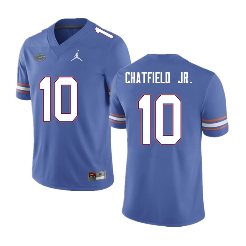 NCAA Florida Gators Andrew Chatfield Jr. Men's #10 Nike Blue Stitched Authentic College Football Jersey EBL2764JH